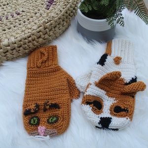 Cat & Dog Knit Gloves